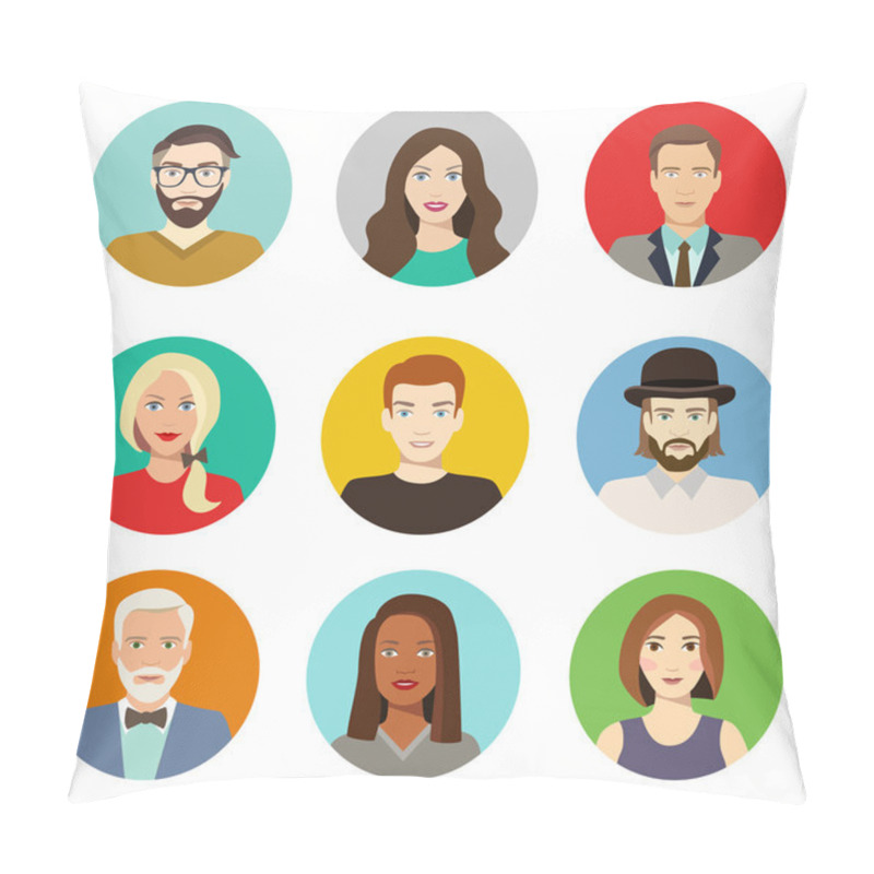 Personality  Set Of Avatar Flat Design Icons Pillow Covers