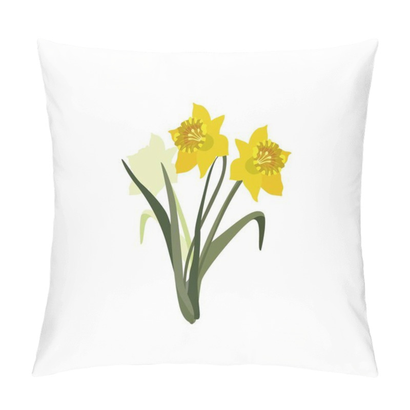 Personality  Spring Flowers Narcissus Isolated On White Background Pillow Covers