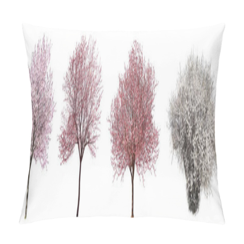 Personality  Collage With Beautiful Blossoming Trees On White Background Pillow Covers