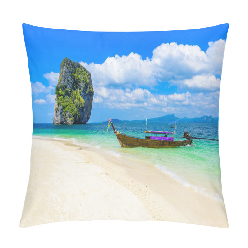 Personality  Poda Island - Paradise Beach In Tropical Scenery - Near Ao Nang, Ao Phra Nang Bay, Krabi, Thailand. Pillow Covers