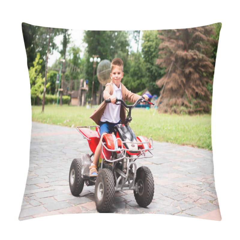 Personality  Boy Riding A Quad In The Park Pillow Covers