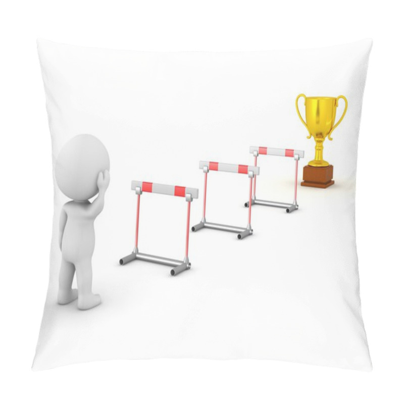 Personality  3D Character Looking At Obstacles And Trophy Pillow Covers