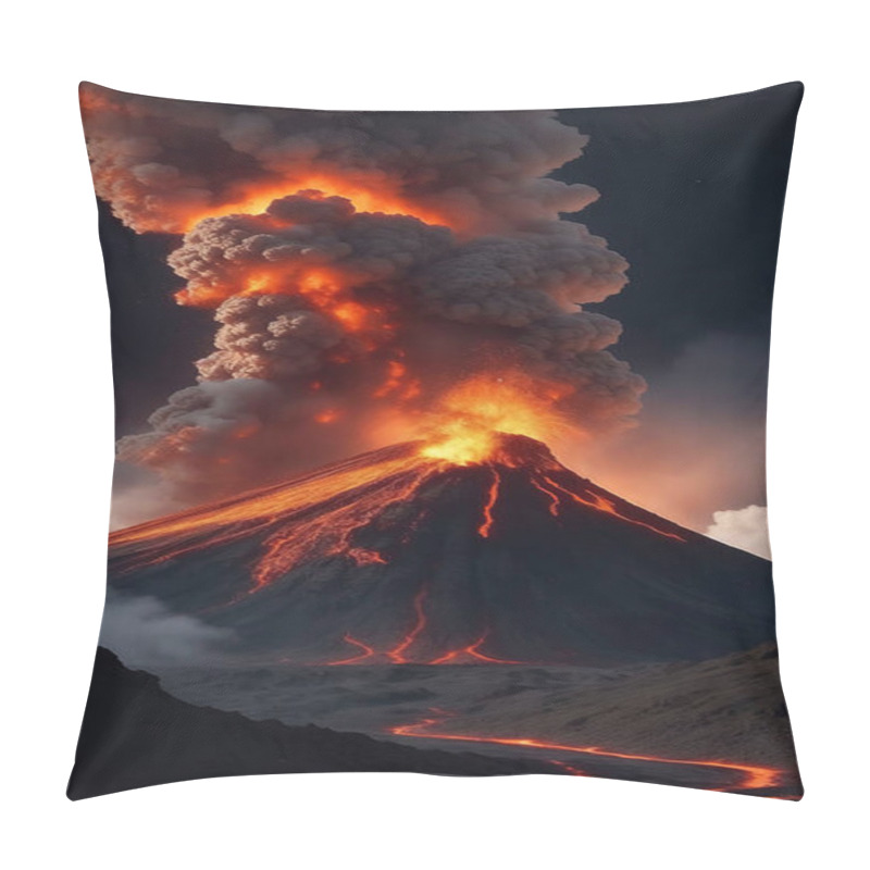 Personality  Volcano Eruption With Massive High Bursts Of Lava And Hot Clouds Soaring High Into The Sky, Pyroclastic Flow In Asia Krakatoa Pillow Covers