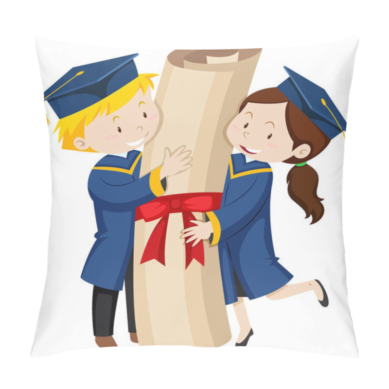 Personality  Man And Woman In Blue Graduation Gowns Pillow Covers