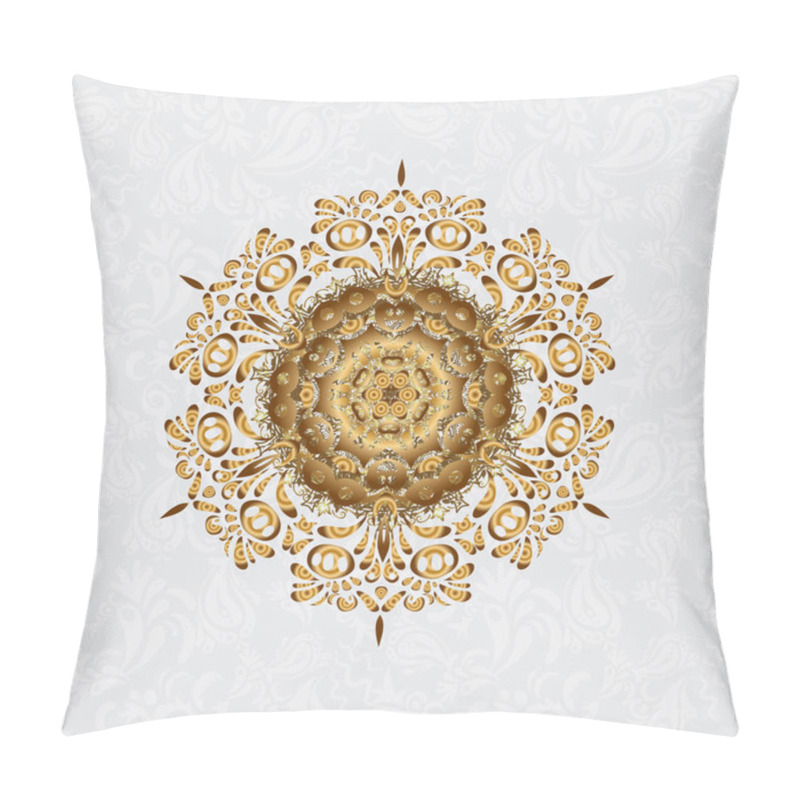 Personality  Vintage Decorative Element On A Gray Background. Invitation With Gloden Mandala. Vector Pattern For Wedding Card Illustration. Pillow Covers