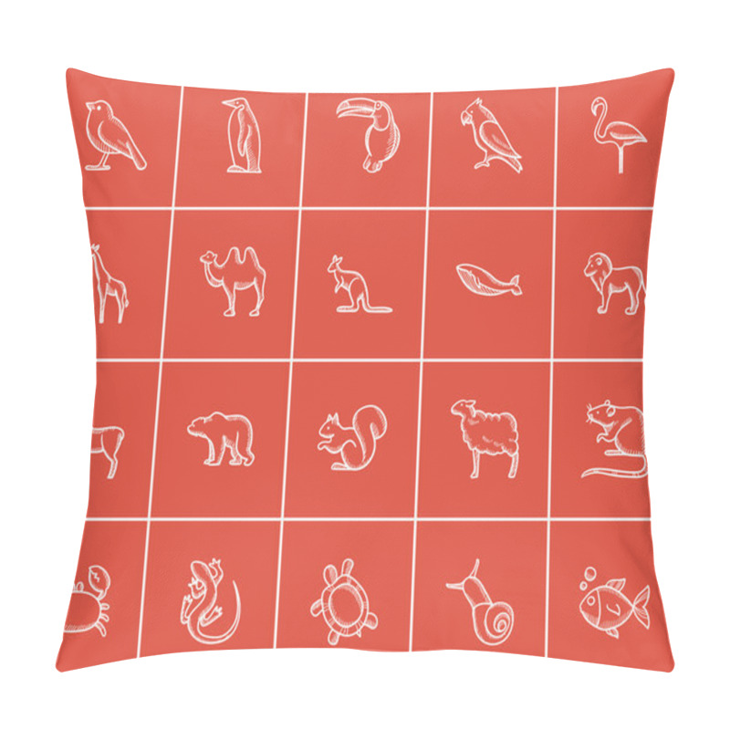 Personality  Animals Sketch Icon Set. Pillow Covers