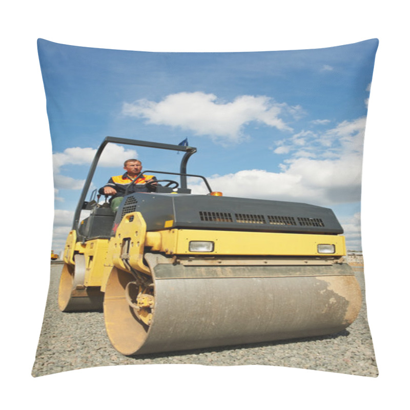 Personality  Compactor Roller At Road Work Pillow Covers