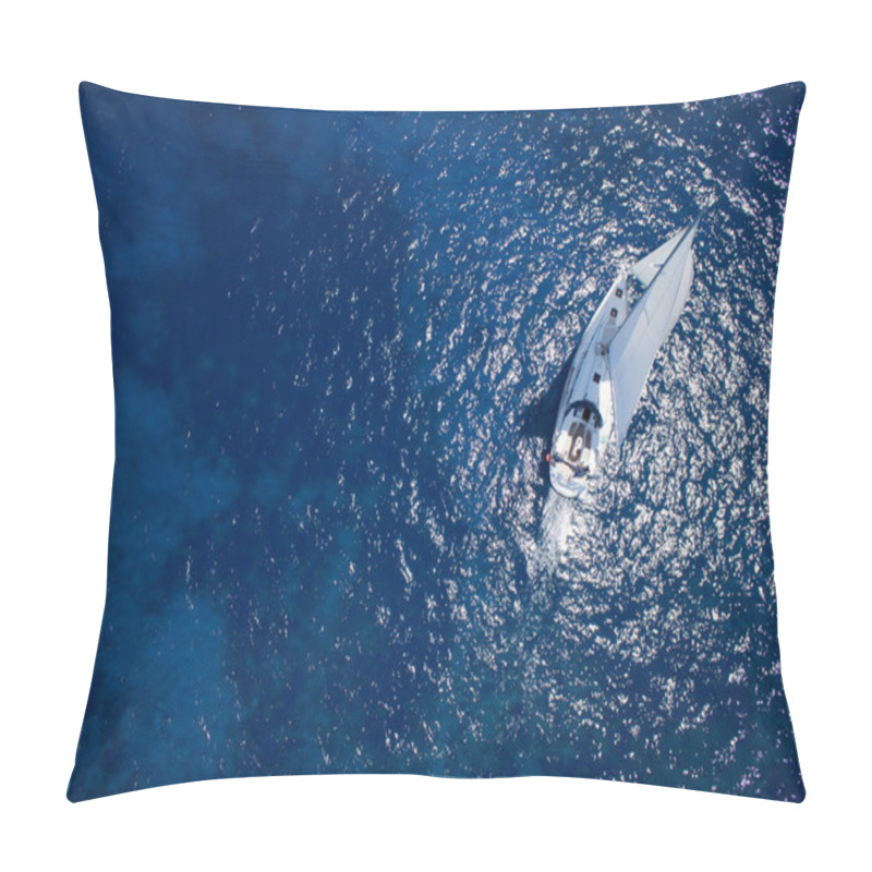 Personality  Amazing View To Yacht Sailing In Open Sea At Windy Day. Drone Vi Pillow Covers