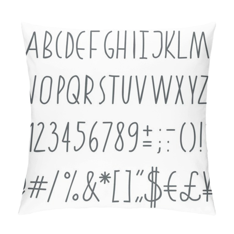 Personality  Simple Hand Drawn Gray Letters And Numbers On White Background Education Set Pillow Covers