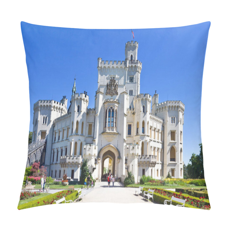 Personality  HLUBOKA NAD VLTAVOU, CZECH REPUBLIC - JUL 2, 2018: Neo-gothic Castle And Gardens Hluboka Near Ceske Budejovice, South Bohemia, Czech Republic. National Cultural Landmark. Pillow Covers