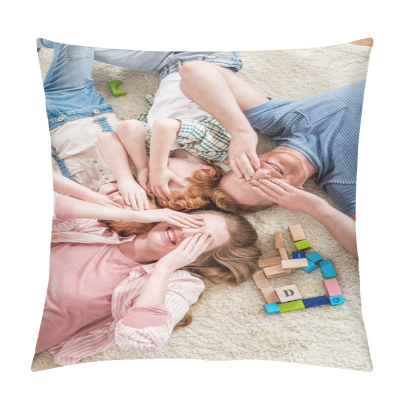 Personality  Happy Family Lying On Floor Pillow Covers