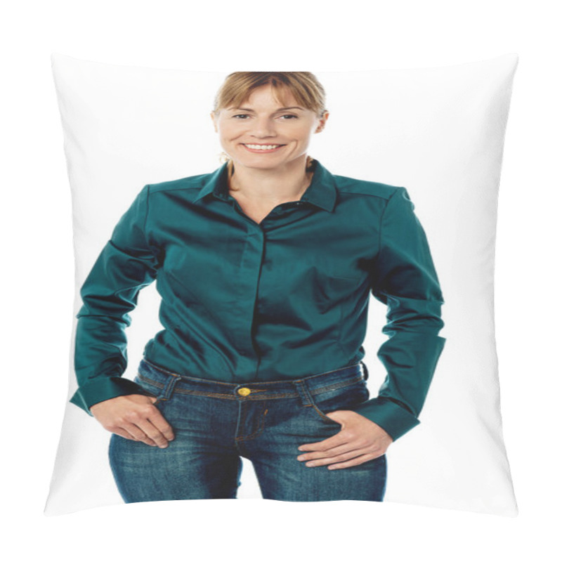 Personality  Stylish Woman With Hands In Pockets Pillow Covers