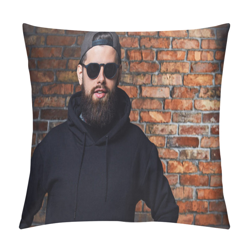 Personality  Modern Bearded Hipster Male In Hoodie  Pillow Covers