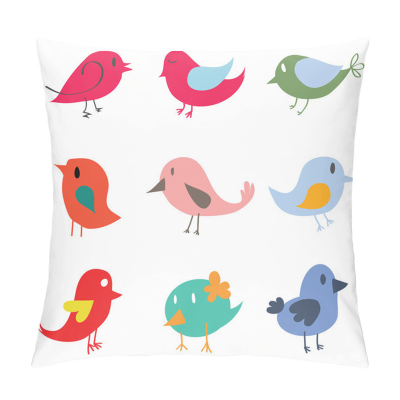 Personality  Set Of Different Cute Birds Pillow Covers