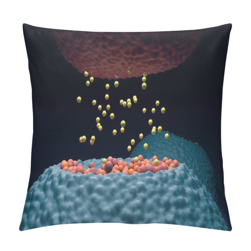 Personality  Postsynaptic Neuron Receptors (dendrite) Receive Emitted Neurotransmitters From Presynaptic Neuron (axon) - Closeup View 3d Illustration Pillow Covers