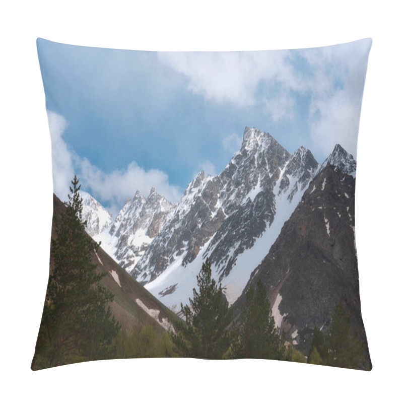 Personality  The Tsanner Mountain Range With A Height Of 4097 Meters In The Chegem Reserve Of The Kabardino-Balkarian Republic Pillow Covers