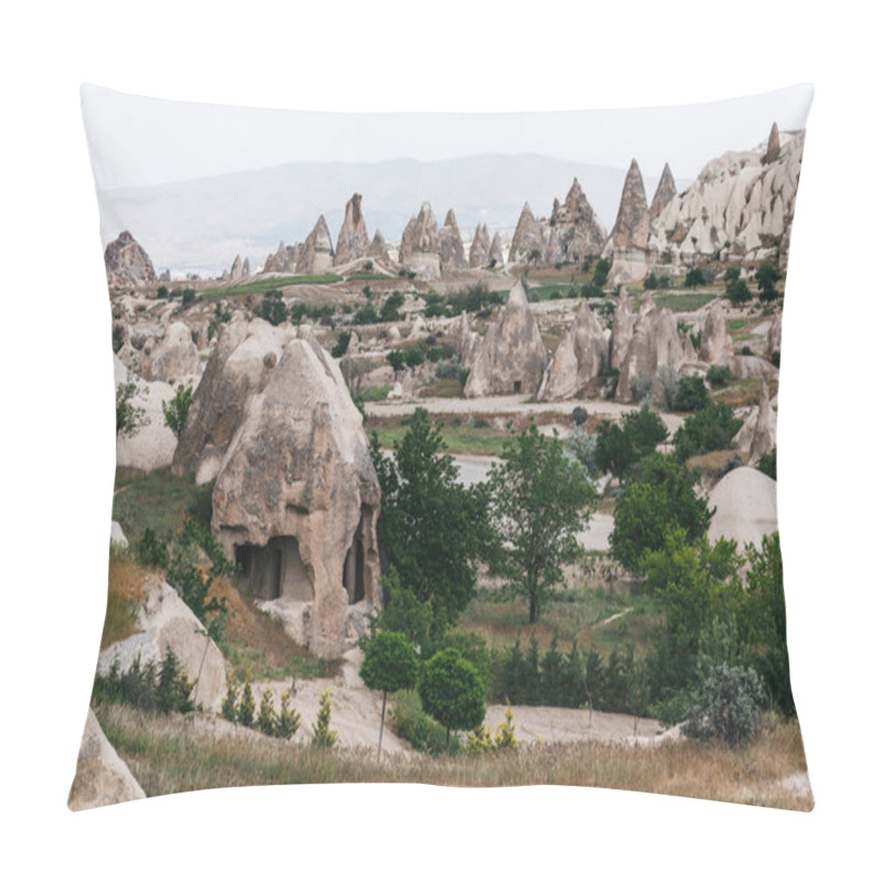 Personality  Scenic Tranquil View Of Famous Rock Formations And Caves In Cappadocia, Turkey  Pillow Covers