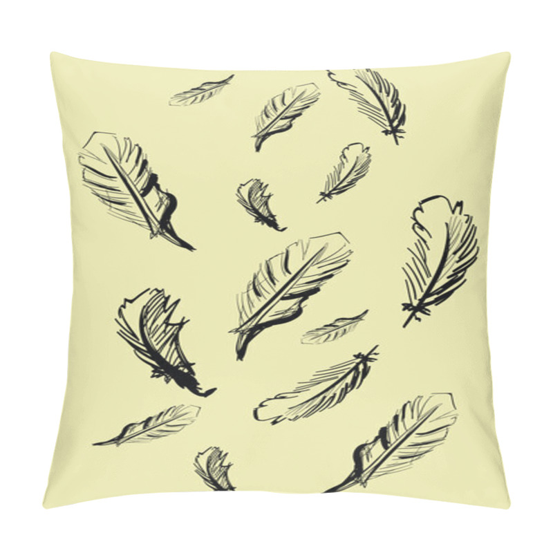 Personality  Feathers On Beige Background Pillow Covers