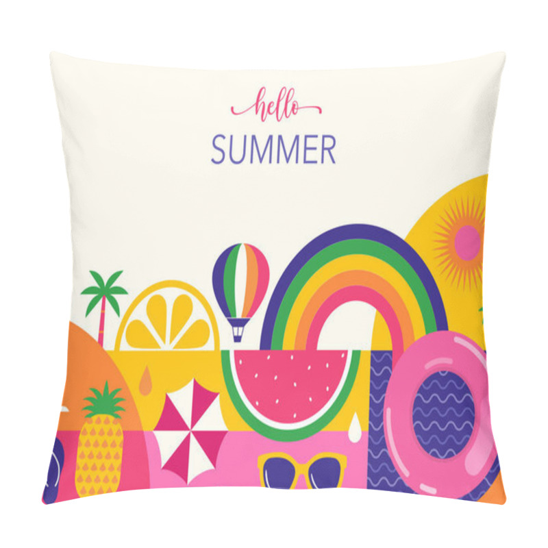 Personality  Colorful Geometric Summer Background, Poster, Banner. Summer Time Fun Concept Design Promotion Vector Design Pillow Covers