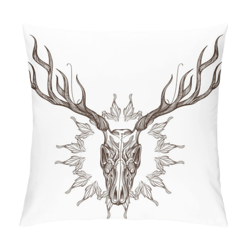 Personality  Sketch Of Deer Skull Pillow Covers