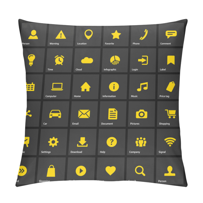 Personality  Universal Flat Yellow Web Icons Set On Gray Pillow Covers