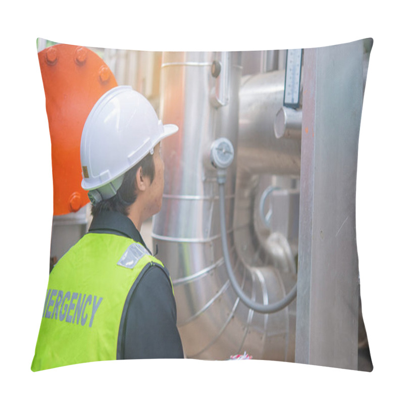 Personality  Asian Maintenance Engineer At The Waste Water Management System Of A Huge Factory,maintenance Checking Technical Data Of Heating System Equipment,Thailand People Pillow Covers