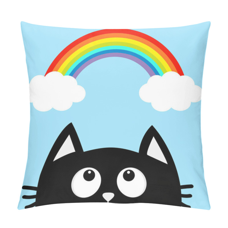 Personality  Black Cat Looking Up To Cloud Pillow Covers