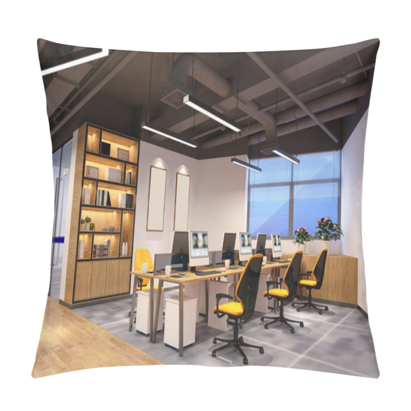 Personality  3d Render Of Modern Office Interior Pillow Covers