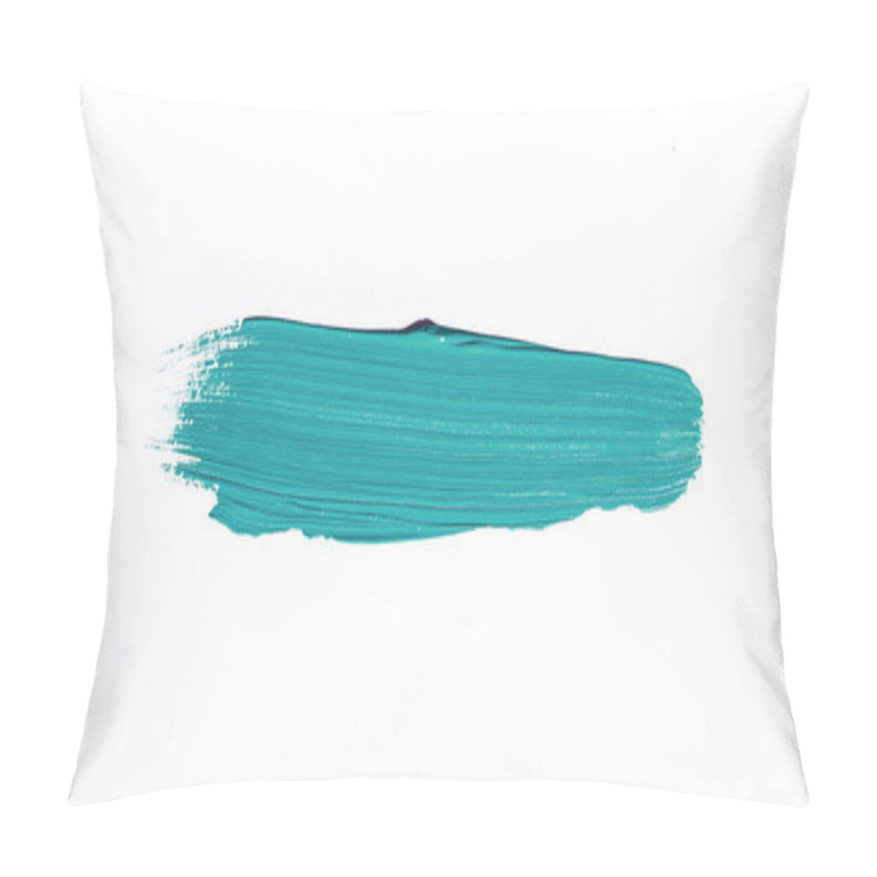 Personality  Turquoise Brush Stroke Isolated Over White Background Pillow Covers