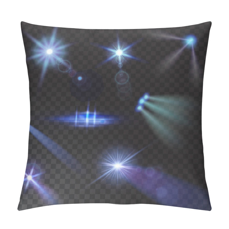 Personality  Realistic Beam Lights Set On Transparent Background. Vector Illustration Pillow Covers