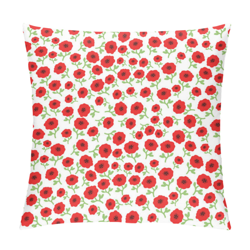 Personality  Vector  Red Poppy Flowers Seamless Pattern Background With Hand Drawn Flowers. Pillow Covers