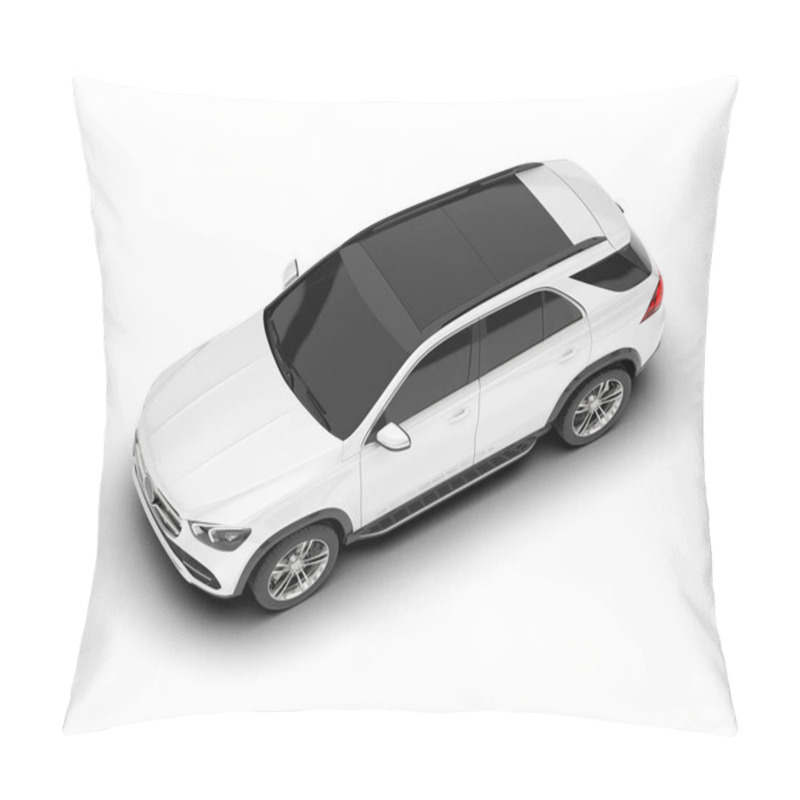 Personality  White SUV Isolated On White Background. 3d Rendering - Illustration Pillow Covers