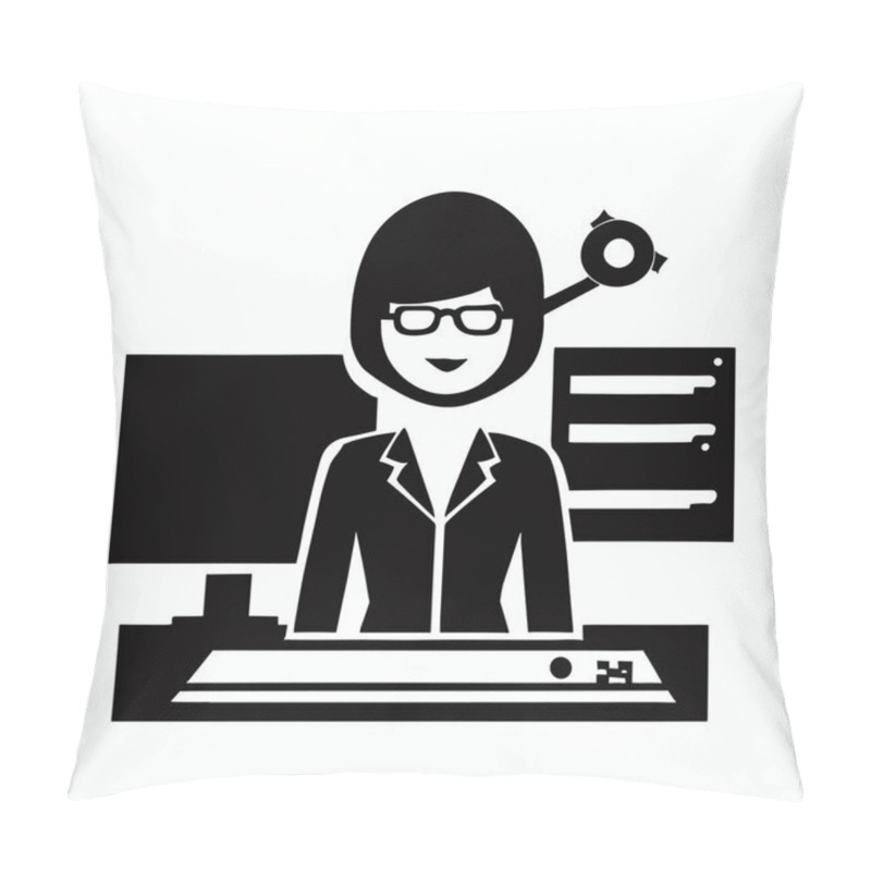 Personality  Vector Of A Female Programmer, Simple Vector Illustration For Programming And Coding Designs Pillow Covers