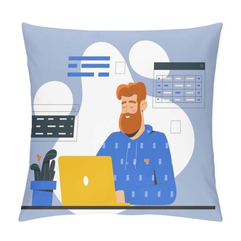 Personality  Programmer With Laptop Pillow Covers