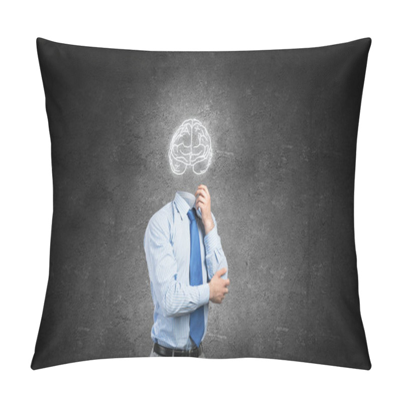 Personality  Faceless Businessman With Drawn Brain Pillow Covers