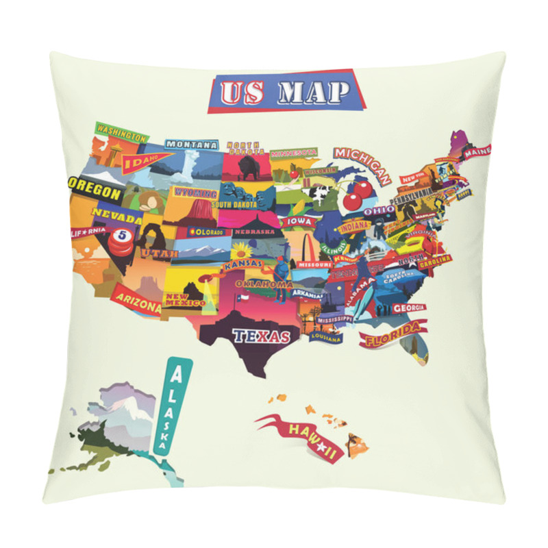 Personality  USA Vector Illustration Background Pillow Covers