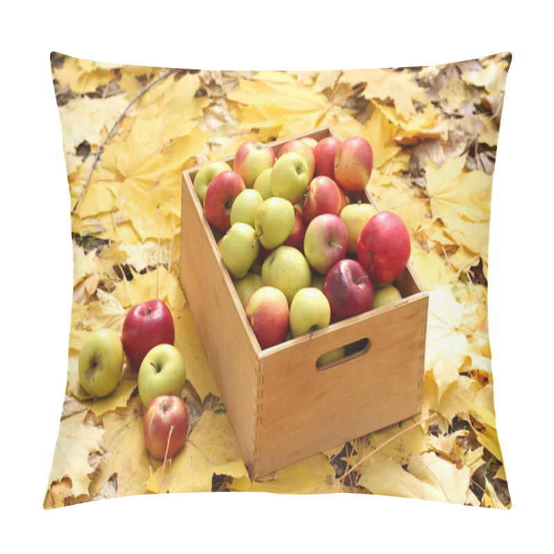 Personality  Crate Of Fresh Ripe Apples In Garden On Autumn Leaves Pillow Covers