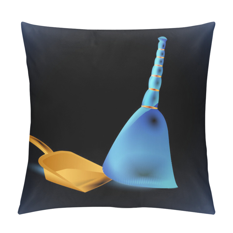 Personality  Broom And Dustpan,  Vector Illustration  Pillow Covers