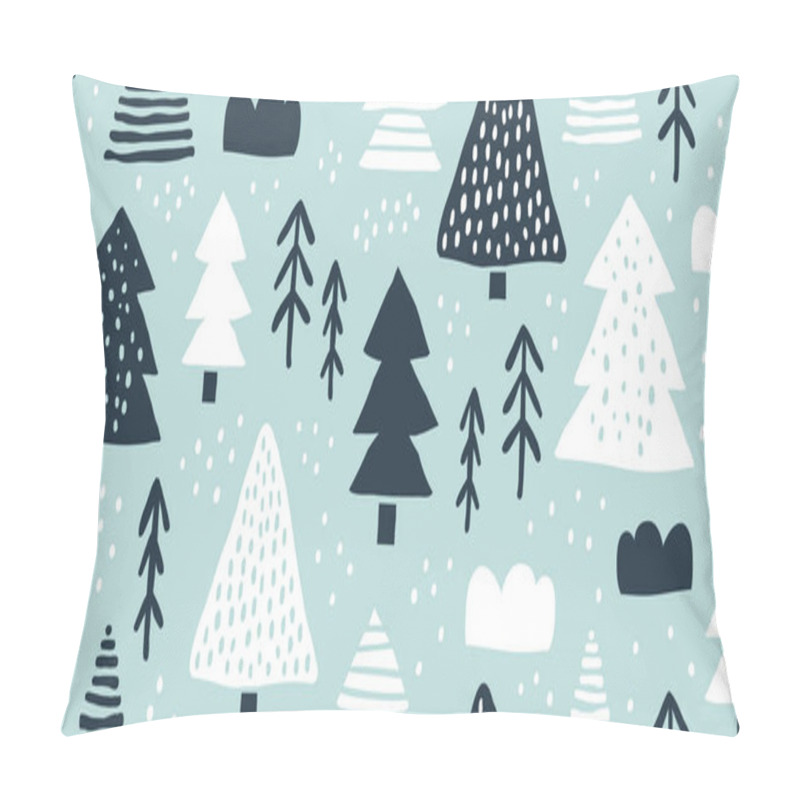 Personality  Childish Seamless Pattern, Black And White Pines Pillow Covers