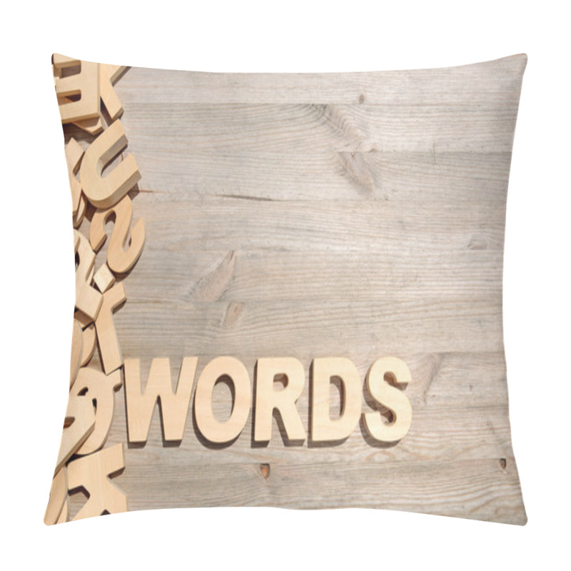 Personality  Word Words Made With Block Wooden Letters Next To A Pile Of Other Letters Over The Old Wooden Planks Surface Composition Pillow Covers