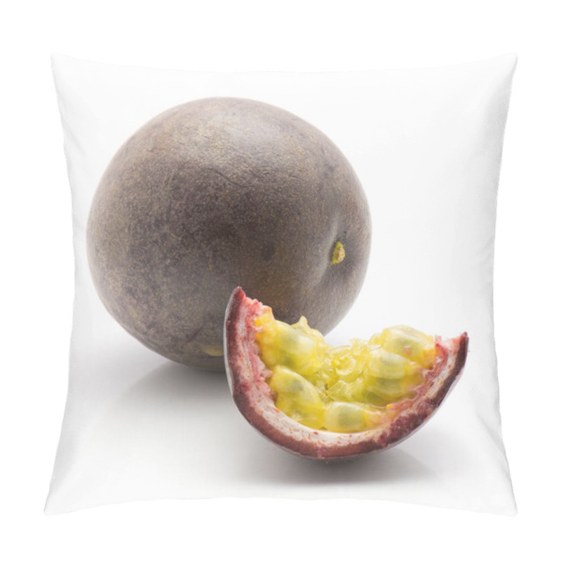 Personality  Passion Fruit Isolated On White Background One Whole One Slic Pillow Covers