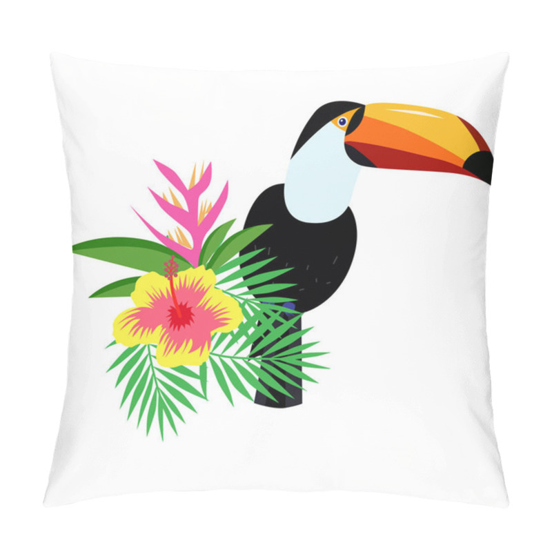 Personality  Beautiful Toucan Cartoon Vector Illustration Pillow Covers