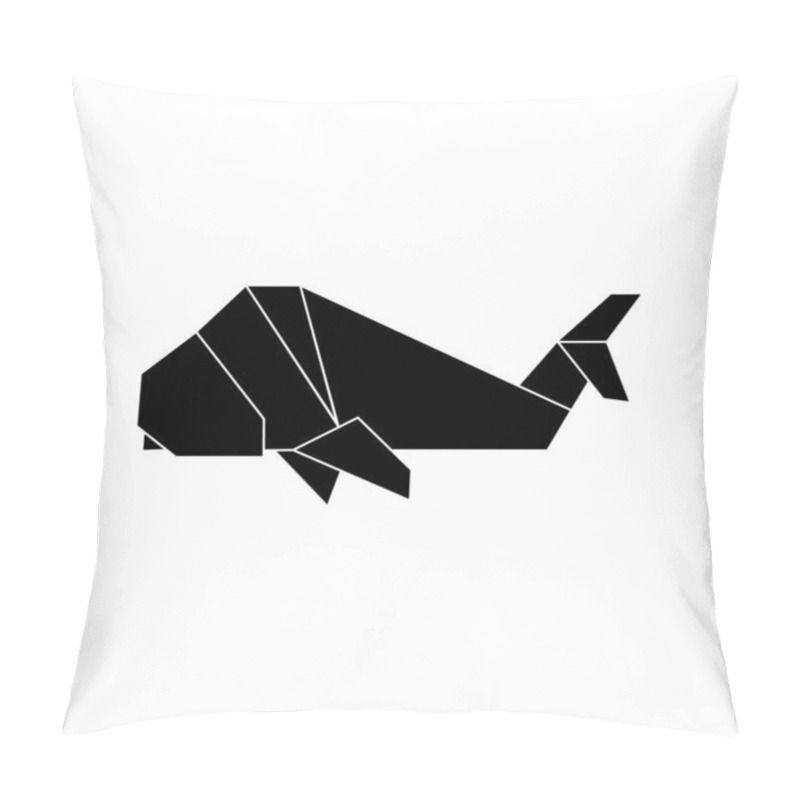 Personality  Whale Shape Inspired By Origami Form, Can Use For Logo, Pictogram, Animal Figure, Website, Apps, Or Graphic Design Element. Vector Illustration Pillow Covers