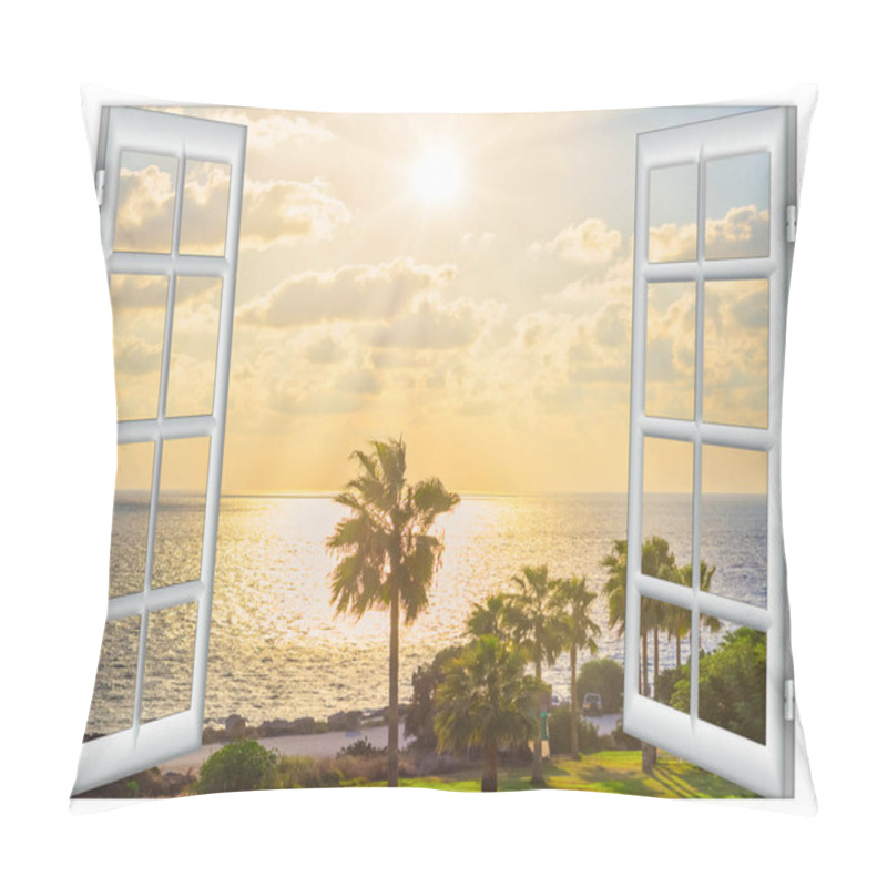 Personality  View From The Open Window Of The Caribbean Sunset Pillow Covers