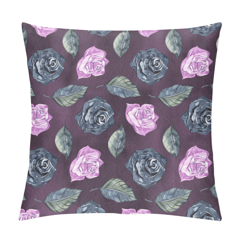 Personality  Hand Drawn Roses, Mimicking Folk Embroidery Stitches, On Dark Blue Background Floral Seamless Pattern Pillow Covers