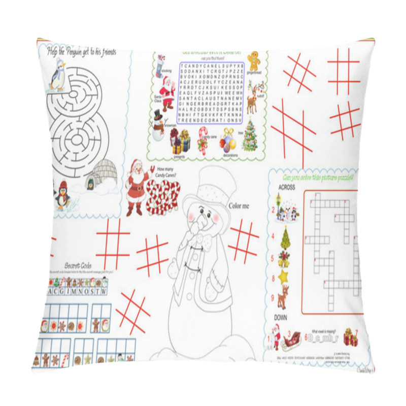 Personality  Placemat  Christmas Printable Activity Sheet 6 Pillow Covers