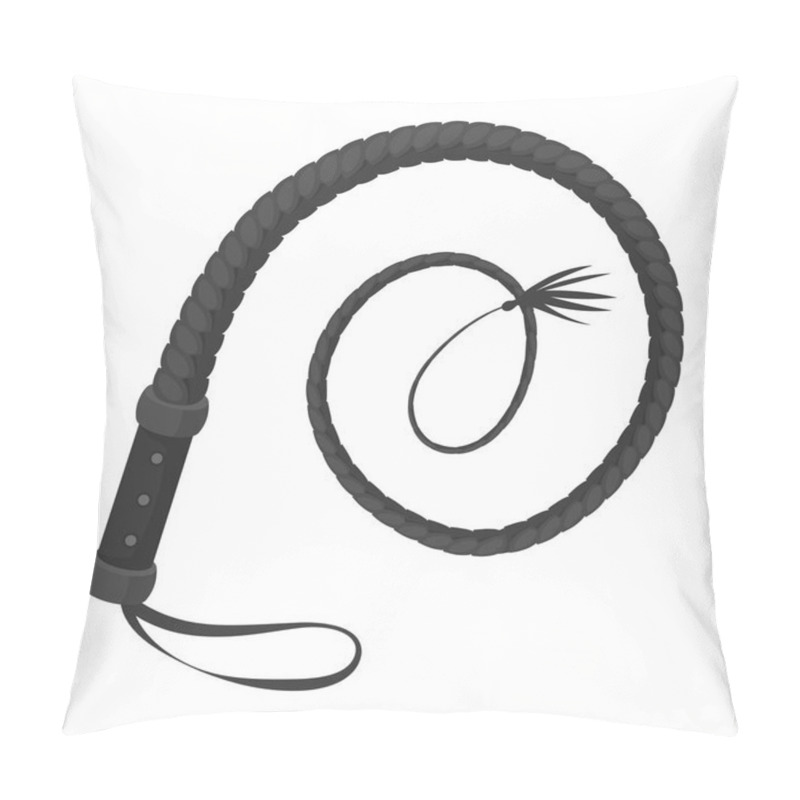 Personality  Whip Icon In Monochrome Style Isolated On White Background. Rodeo Symbol Stock Vector Illustration. Pillow Covers