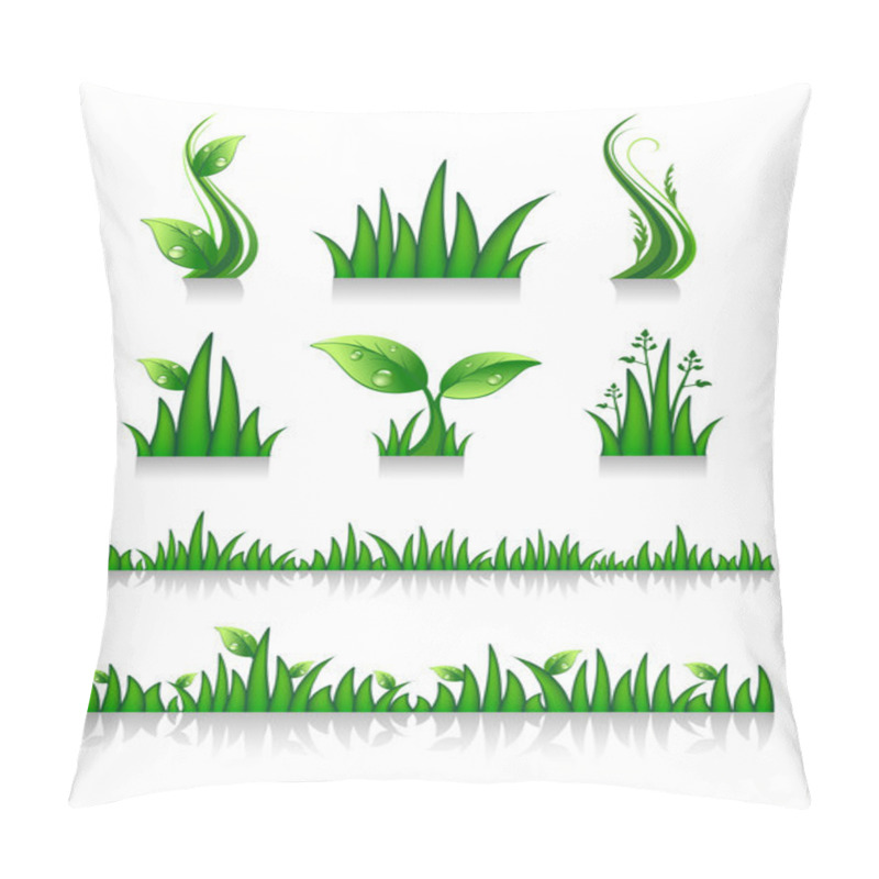 Personality  Set Of Green Grass Pillow Covers