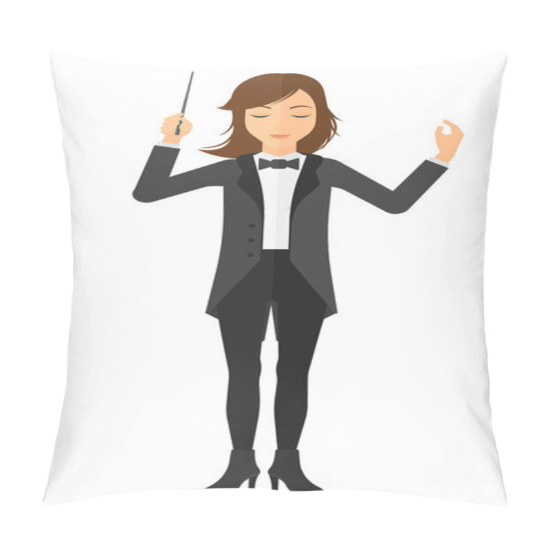 Personality  Conductor Directing With His Baton. Pillow Covers