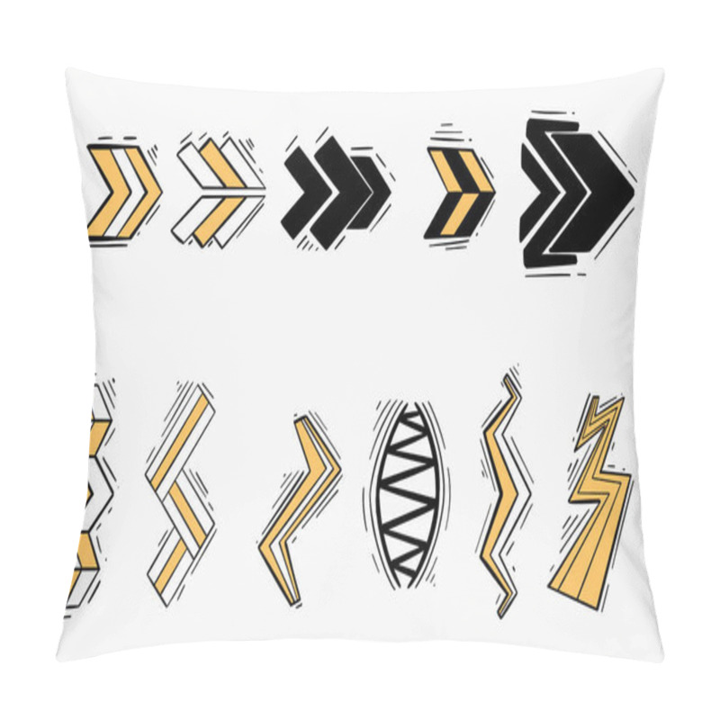 Personality  Set Of Hand-drawn Arrows, Zig Zag And Lightning Bolt Designs In A Modern, Geometric Style. Pillow Covers